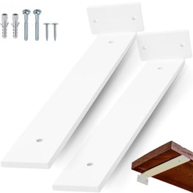 Imagem de rio design99 – 10cm - mão francesa cantoneira invisível – branca – ferro aço suporte para prateleira reforçada resistente industrial madeira bancada estante – 100mm