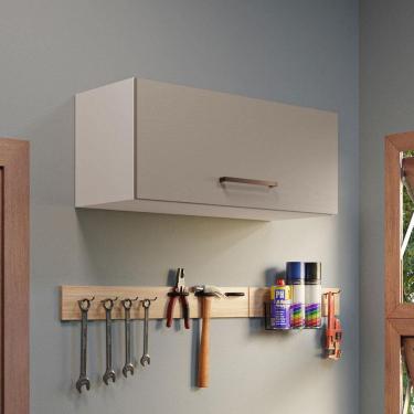 Imagem de Armário Aéreo Multiuso 80cm 1 Porta Basculante Branco/Crema Agata Madesa