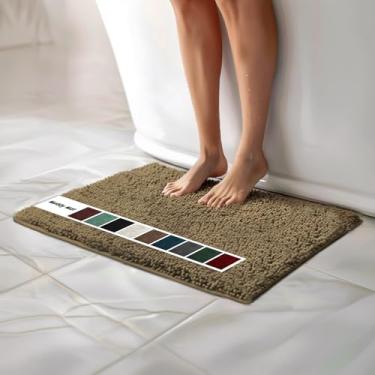 Imagem de Muddy Mat Tapetes de banheiro de chenille, tapetes de microfibra de secagem rápida, antiderrapantes, laváveis, extra grossos, macios e altamente absorventes para banheiro, cozinha e chuveiro - bege
