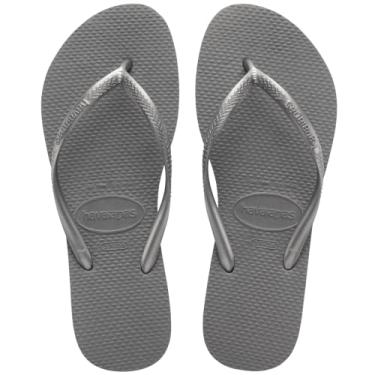 Imagem de Havaianas Chinelo feminino fino – Sandálias femininas para piscina primavera e verão, Aço cinza, 11-12
