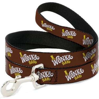 Imagem de Warner Bros. Coleira para cães durável e elegante com fecho de pressão, logotipo Wonka Bar, 1,0 m de comprimento, 2,5 cm de largura