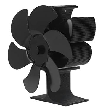 Imagem de Ventilador de Fogão de 6 Lâminas Com Eficiência Energética para Casa, Diâmetro Preto de 152 Mm, Operação Silenciosa e Automática, Fora da Rede, Menos Combustível, Ventilador de