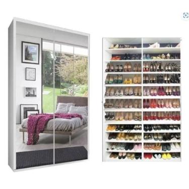 Imagem de Sapateira 2 Portas Com Espelhos Led E Portas De Correr Diama - AM MOVE