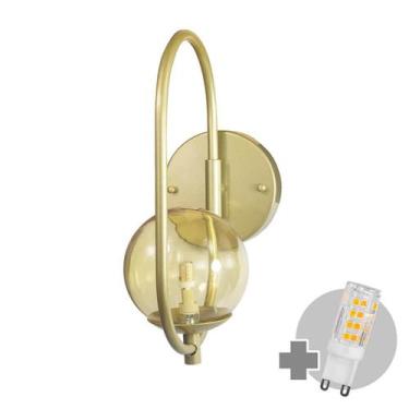 Imagem de Arandela ONLINE  DOURADO Globo de Vidro AMBAR + LED 5W  - Trybo 