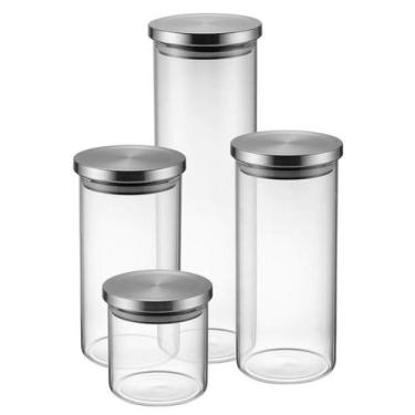 Imagem de Conj. Potes de Vidro Electrolux C/ Tampa INOX - 4  - 41042357, 500ml, 
