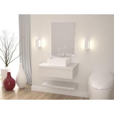 Imagem de Bancada Metrópole 605w C/cuba Q32 C/prateleira - Compace, Branco Chess