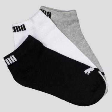 Imagem de Kit Meia Puma Sapatilha 3 Pares Infantil Cinza Mes, 29-34