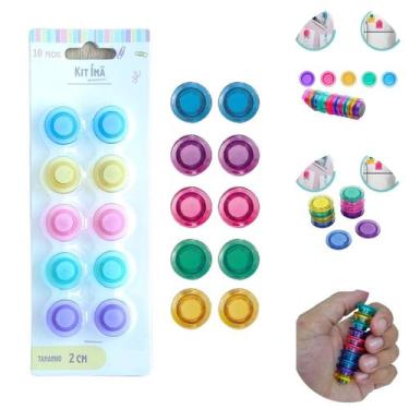 Imagem de Kit 10 Imã Coloridos Prendedor Para Mural Geladeira Fotos - Equipe F