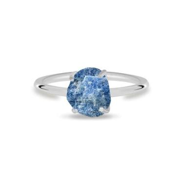 Imagem de Aliança Quartzo Azul - Cristal Natural, Banho Ouro 18k