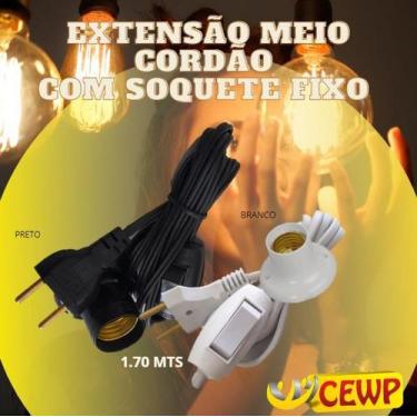 Imagem de Extensão meio cordão com soquete fixo 1.60mts Branco - Sem marca 