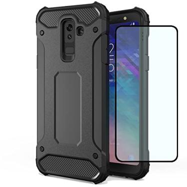 Imagem de HTXWXJC Capa para Galaxy A6 Plus, capa para Samsung A6 Plus 2018 SM-A605 HD, fina camada dupla híbrida TPU + PC, capa protetora à prova de choque para Samsung Galaxy A6 Plus 2018 preta