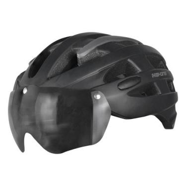 Imagem de Capacete Ciclista Bike MTB Casco New Óculos Com Luz High One, Preto, C