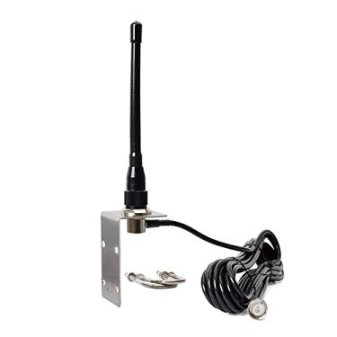 Imagem de HYSHIKRA Antena marítima VHF, antena de barco de borracha de 156-163 MHz com cabo RG58 de 5 m e suporte de para-lama em forma de L para transceptor de rádio Uniden Icom Yaesu Cobra Midland
