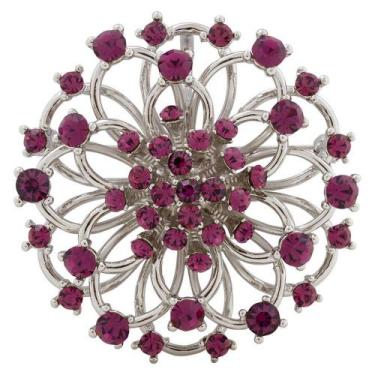 Imagem de Broche Elegante Strass Flor Casual e Festa Akasaki BRG20735, Prateado,