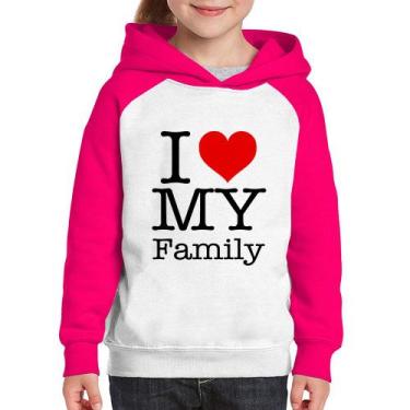 Imagem de Moletom Infantil I Love My Family - Foca na Moda, Branco, Rosa, 10