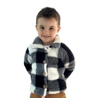 Imagem de Casaco Teddy Xadrez Infantil Peluciado Inverno Quentinho Sobretudo Jaq