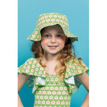 Imagem de Chapéu Bucket Infantil - Cor De Cacau, Floral grama limão