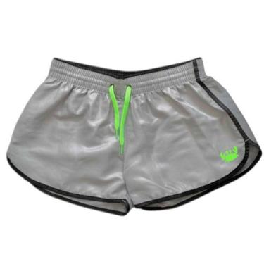 Imagem de Short Feminino Moda Praia Bermuda Tactel Liso  Marca Relaxado, F, Cinz