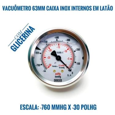 Imagem de Vacuômetro Diam.63mm (2.1/2 ) - Escala -760 Mmhg X -30 Polhg - LRPROD 