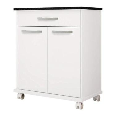 Imagem de Balcão de Cozinha 2 Portas 1 Gaveta Girassol  Kaiki Móveis, Branco