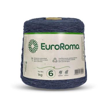 Imagem de  Barbante Colorido Euroroma 1kg Nº6 Crochê e Tricô, Jeans - 6000