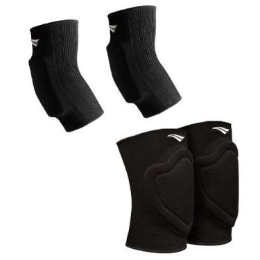 Imagem de Kit Goleiro Joelheira e Cotoveleira Penalty Indoor, Preto, G