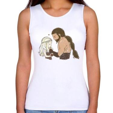 Imagem de Regata Feminina Khal Drogo e Daenerys Targaryen - Foca na Moda, Branco