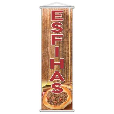 Imagem de Banner Esfihas Comida Lancheria Poster Lona Serviço 100x30cm - PlimSho