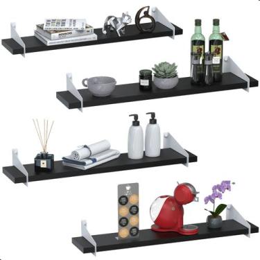 Imagem de 4 Prateleiras De Madeira Estilo Industrial Suspensa Max60b - ContelSto