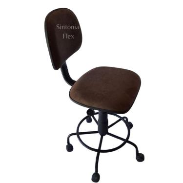 Imagem de Cadeira  secretaria  com regulagem de altura - base de ferro - rodízio e apoio de pé suede marrom