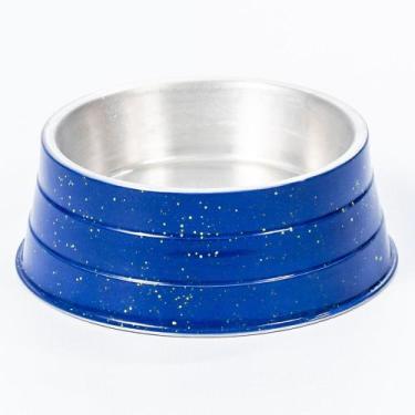 Imagem de Comedouro de Alumínio Pesado Pequeno Azul - Nf Pet