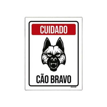 Imagem de Placa De Sinalização - Cuidado Cão Bravo 27X35