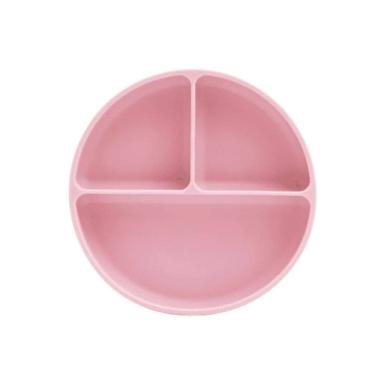 Imagem de Prato Infantil Silicone com Divisórias e Ventosa Rosa - Petit Piá