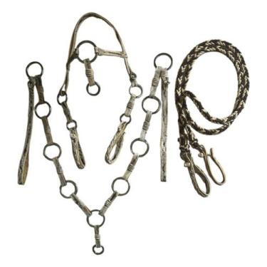 Imagem de Traia De Frente Couro Crú Cabeçada Peitoral Rédea Cordinha - Selaria F