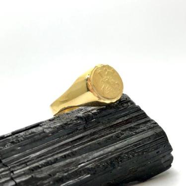 Imagem de Anel Sao Jorge Redondo Pequeno 1cm Ouro 18k Dedinho K330 - Fab Joias S