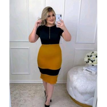 Imagem de Vestido Midi Biocolor zíper Moda Feminina Evangélica - Miss Flower, Bl