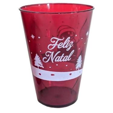Imagem de Kit 50 Copos de Natal Personalizados Acrílico Vermelho 450ml - Fortinj