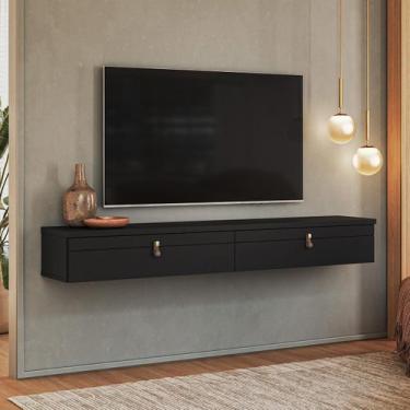 Imagem de Rack Suspenso Line P/ Tvs até 55 Polegadas 160cm 2 Portas Preto - Oliv