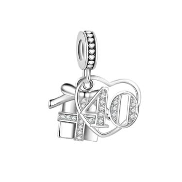 Imagem de MiiFort Caixa de presente cintilante, aniversário, amor, coração, pingente de pingente serve para pulseiras Pandora Charm Moments Celebration Bead Cubic Zirconia, One Size, Cobre, Sem Pedra Preciosa