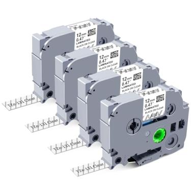 Imagem de BOYEEZON Fita TZ 12 mm 0,47 laminada transparente compatível com Brother Label Maker Tape Clear TZe-131 para Brother PTD220 PTD210 PTH110 PTD600, 1/5.1 cm x 8 m, pacote com 4