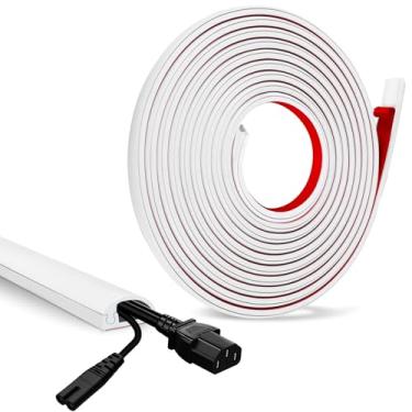 Imagem de Capa de cabo de piso, ocultador de cabos de perfil baixo para fios, ocultador de cabos autoadesivo para parede, capas de cabos de TV montadas na parede, para escritórios, academia, exposições (branco