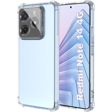 Imagem de USTIYA Capa para Redmi Note 14 4G (No para 5G) Uso Resistente, Bumper Absorção Choques em TPU Transparente Protector Câmera Espessamento nas Quatro Pontas da Carcasa
