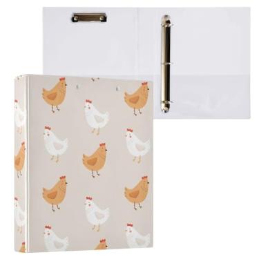 Imagem de Fichários de 3 cm com três anéis de galinha de galinha doméstica com bolsos fichário de 3 furos para escritório escolar, pacote com 2
