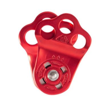 Imagem de Dynwave Polia de escalada Polia de rolamento Polia de três furos Polia de transporte profissional Polia de engate para rapel Equipamentos esportivos ao ar, Vermelho