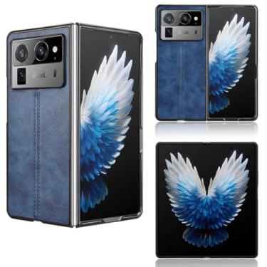 Imagem de Kukoufey Capas de telefone compatíveis com Tecno Phantom V Fold2, couro PU retrô, ultrafino, à prova de choque, compatível com Tecno Phantom V Fold 2 AE10-OP capa azul