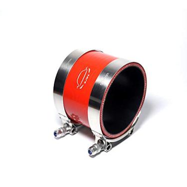 Imagem de LTI-DIRECT LTI Universal 89 mm 4-Ply Reforçado Alto Desempenho 8.9 cm ID Reta Silicone Mangueira Acoplador + Braçadeira de Parafuso T Aço Inoxidável 304 (8.9 cm VERMELHO)