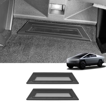 Imagem de LUCKEASY 2 peças de capa de ventilação do banco traseiro para Tesla Cybertruck proteção de grade de ventilação de fluxo de ar no assento traseiro saída de ar condicionado para acessórios Cybertruck