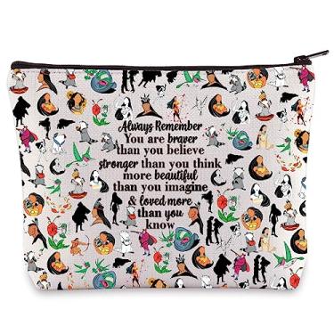 Imagem de WZMPA Princess Pocahontas Bolsa de cosméticos indiana para fãs de princesas para presente You Are Braver Stronger Beautiful Than You Know Bolsa de maquiagem com zíper, Pocahontas, Bolsa cosmética