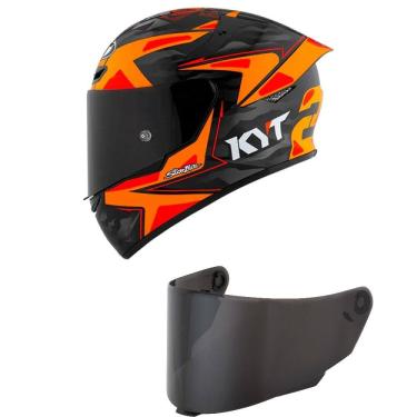 Imagem de Capacete Kyt Tt Course Antonelli Preto e Laranja Mais Viseira Fumê