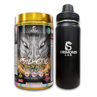 Imagem de Combo Pré Treino Psichotic Demon Gold 500g + Garrafa Térmica 550ml